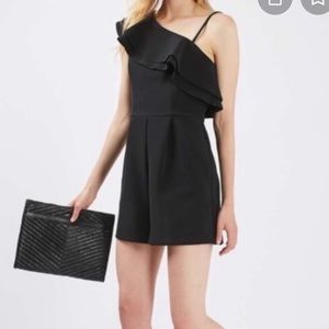 TOP SHOP Black One-Shoulder Romper